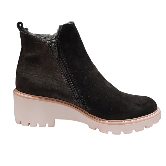 Dolce Vita Hollyn Black Suede Alligator Heel Ankle Booties Women's Size 8.5 - Picture 2 of 8